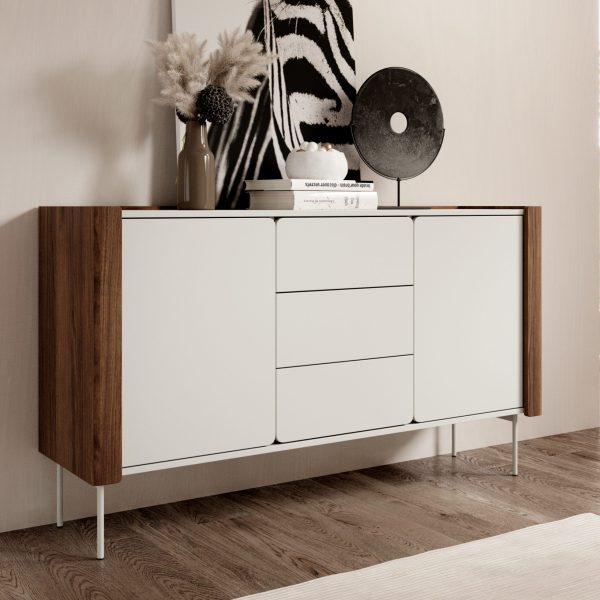 Guelph KSZ141 – chest of drawers, matt black, golden oak, width 141 cm, height 82 cm, depth 39 cm - Image 3