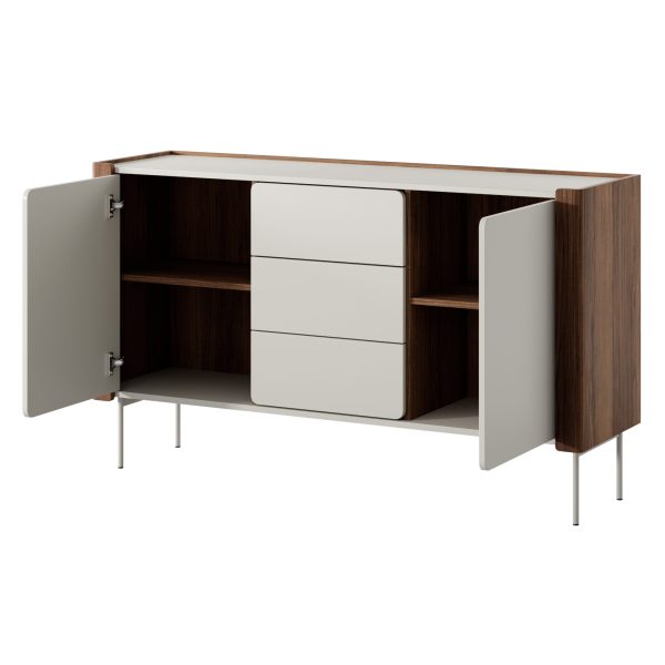 Guelph KSZ141 – chest of drawers, matt black, golden oak, width 141 cm, height 82 cm, depth 39 cm - Image 4