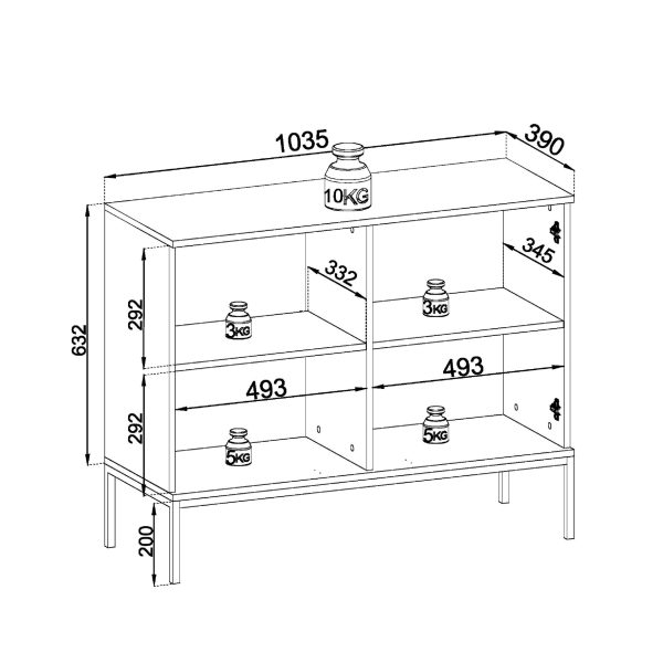Laval K104 LED – three-door chest of drawers with lighting, black, wotan oak, width 104 cm, height 83 cm, depth 39 cm - Image 5