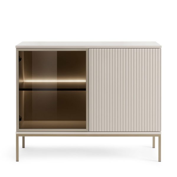 Laval K104 LED – three-door chest of drawers with lighting, cashmere, width 104 cm, height 83 cm, depth 39 cm - Image 2