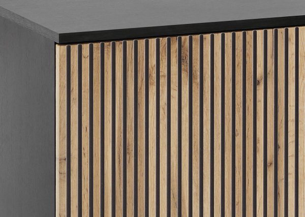 Laval KSZ154 – chest of drawers, wotan oak, black with slats, width 154 cm, height 83 cm, depth 39 cm - Image 7