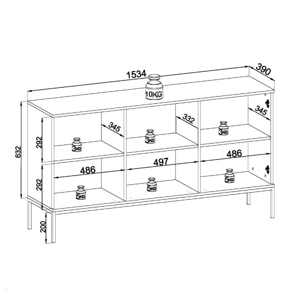 Laval K154 – chest of drawers, cashmere with slats, width 154 cm, height 83 cm, depth 39 cm - Image 5