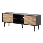 Saskatoon RTV154 – TV cabinet, black, oak artisan, width 154 cm, height 56 cm, depth 39 cm