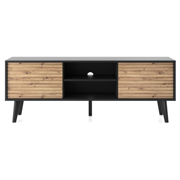 Saskatoon RTV154 – TV cabinet, black, oak artisan, width 154 cm, height 56 cm, depth 39 cm - Image 2