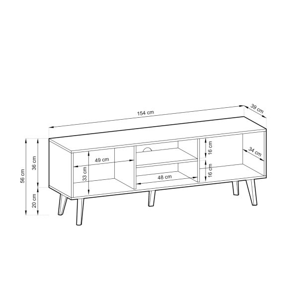 Saskatoon RTV154 – TV cabinet, black, oak artisan, width 154 cm, height 56 cm, depth 39 cm - Image 5