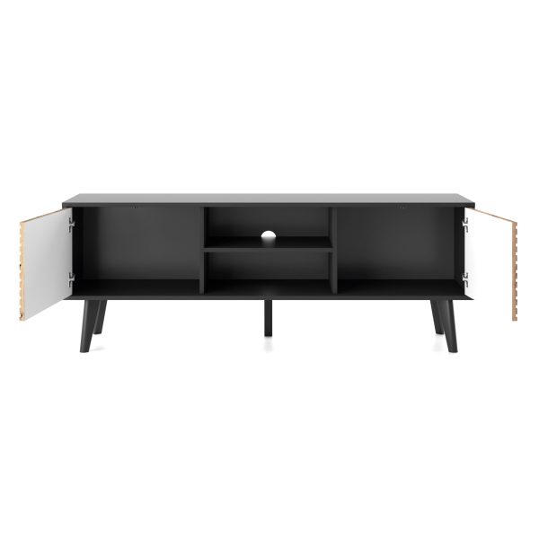 Saskatoon RTV154 – TV cabinet, black, oak artisan, width 154 cm, height 56 cm, depth 39 cm - Image 4