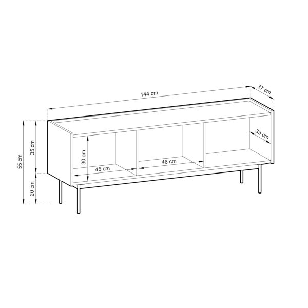 Kelowna TV cabinet – cashmere, oak linea – width 144 cm, height 55 cm, depth 37 cm - Image 4
