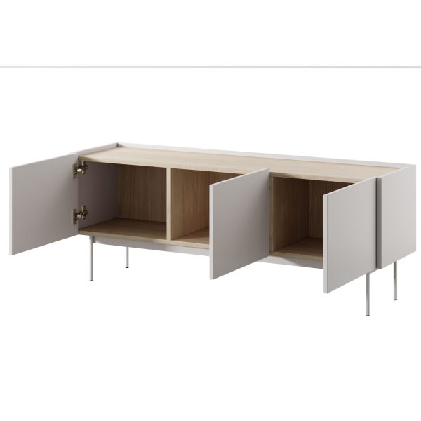 Kelowna TV cabinet – cashmere, oak linea – width 144 cm, height 55 cm, depth 37 cm - Image 3