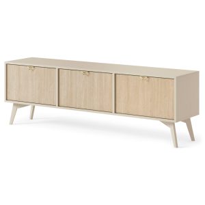 Tofino RTV158 – TV cabinet, sand beige, herringbone skandi, width 158 cm, height 52 cm, depth 38 cm