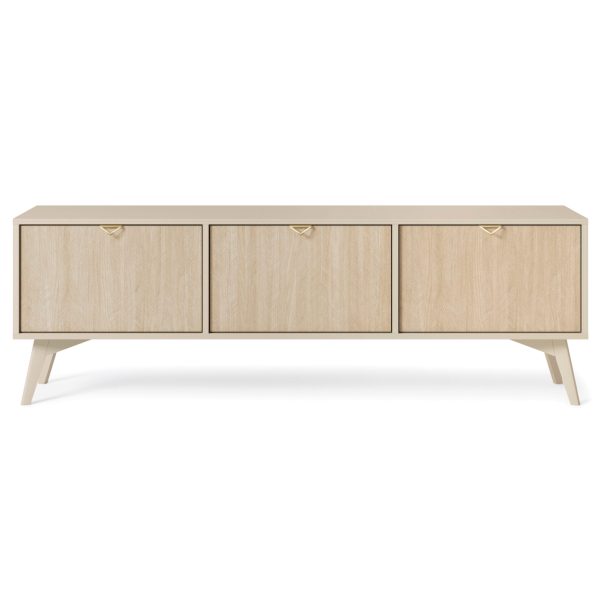Tofino RTV158 – TV cabinet, sand beige, herringbone skandi, width 158 cm, height 52 cm, depth 38 cm - Image 2