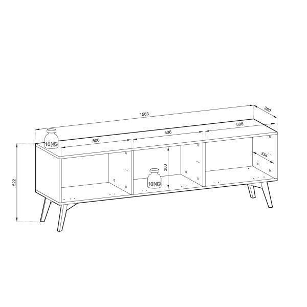 Tofino RTV158 – TV cabinet, sand beige, herringbone skandi, width 158 cm, height 52 cm, depth 38 cm - Image 5