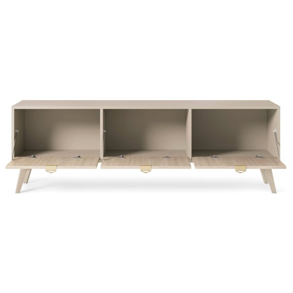Tofino RTV158 – TV cabinet, sand beige, herringbone skandi, width 158 cm, height 52 cm, depth 38 cm - Image 4