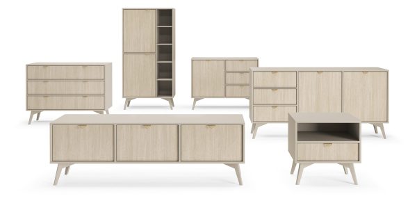 Tofino RTV158 – TV cabinet, sand beige, herringbone skandi, width 158 cm, height 52 cm, depth 38 cm - Image 8
