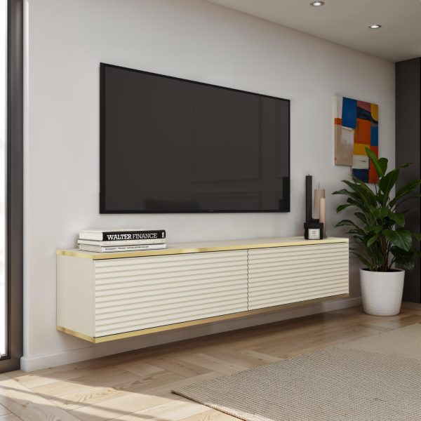 Banff RTV135 MDF – TV cabinet, beige matt, oak artisan, width 135 cm, height 30 cm, depth 32 cm - Image 2