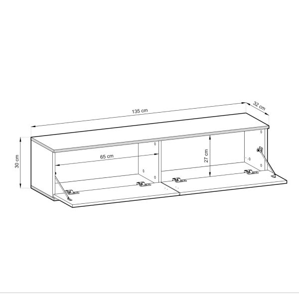 Banff RTV135 MDF – TV cabinet, matt black, oak artisan, width 135 cm, height 30 cm, depth 32 cm - Image 3