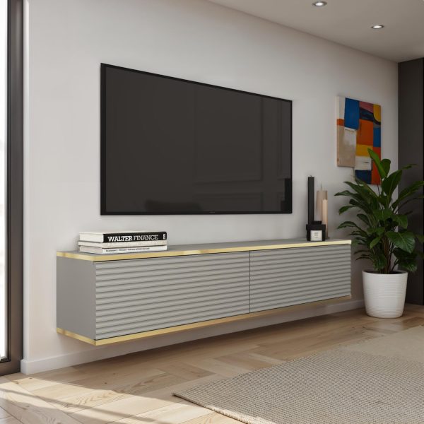 Banff RTV135 MDF – TV cabinet, grey matt, oak artisan, width 135 cm, height 30 cm, depth 32 cm - Image 3