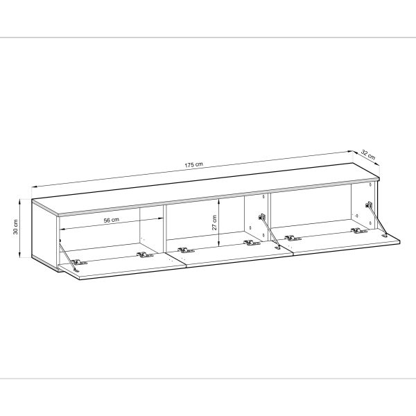 Banff RTV175 MDF – TV cabinet, white matt, oak artisan, width 175 cm, height 30 cm, depth 32 cm - Image 3