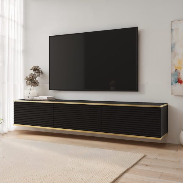 Banff RTV175 MDF – TV cabinet, matt black, oak artisan, width 175 cm, height 30 cm, depth 32 cm - Image 2