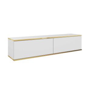 Banff RTV135 – TV cabinet, white smooth front, oak artisan, width 135 cm, height 30 cm, depth 32 cm
