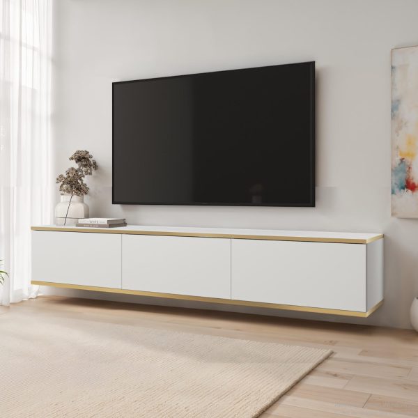 Banff RTV175 – TV cabinet, white smooth front, oak artisan, width 175 cm, height 30 cm, depth 32 cm - Image 2