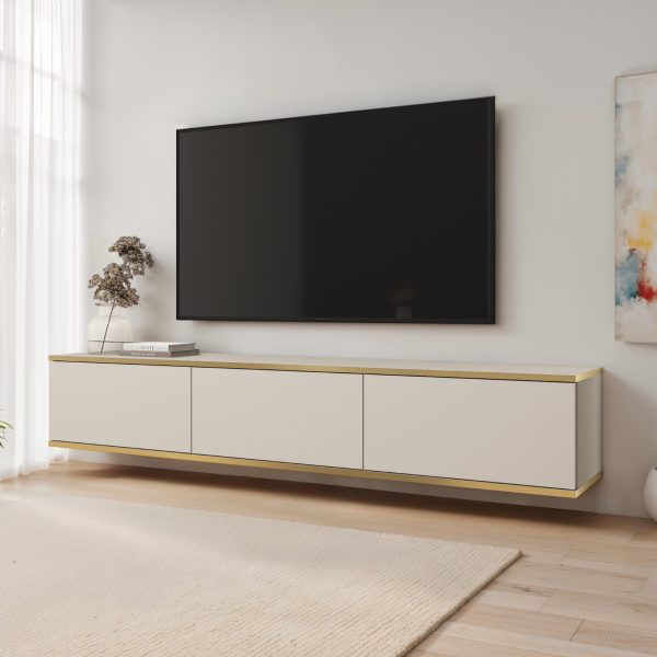 Banff RTV175 – TV cabinet, beige smooth front, oak artisan, width 175 cm, height 30 cm, depth 32 cm - Image 2