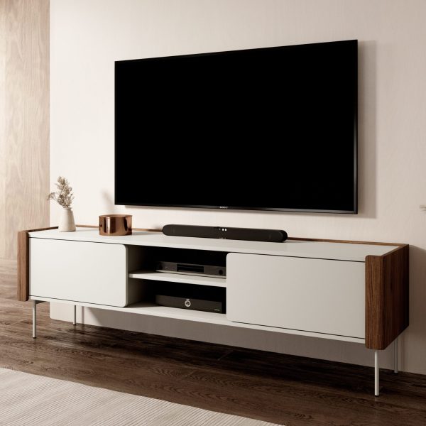 Guelph RTV180 – TV cabinet, matt black, golden oak, width 180 cm, height 52 cm, depth 39 cm - Image 3