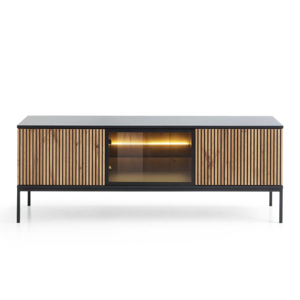 Laval RTV154 – TV cabinet, black, wotan oak, width 154 cm, height 56 cm, depth 39 cm - Image 2