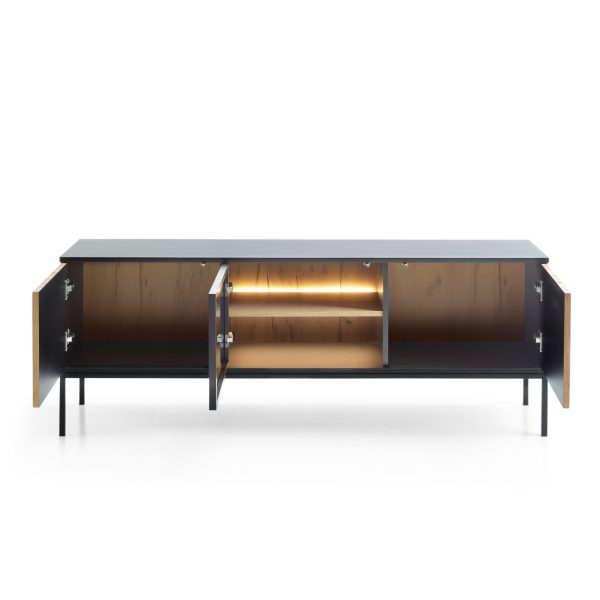 Laval RTV154 – TV cabinet, black, wotan oak, width 154 cm, height 56 cm, depth 39 cm - Image 4