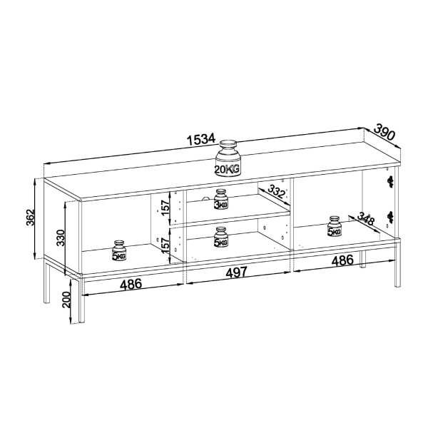 Laval RTV154 – TV cabinet, cashmere, width 154 cm, height 56 cm, depth 39 cm - Image 5
