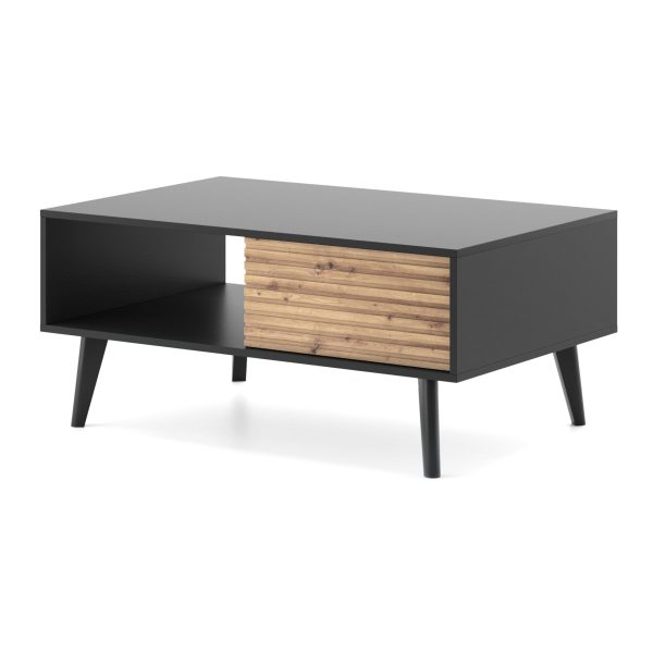 Saskatoon L104 – bench, black, oak artisan, width 104 cm, height 48 cm, depth 68 cm - Image 5