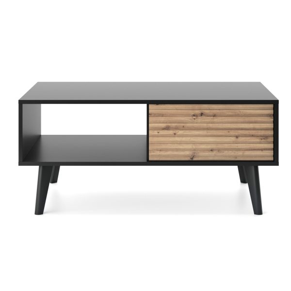 Saskatoon L104 – bench, black, oak artisan, width 104 cm, height 48 cm, depth 68 cm - Image 11