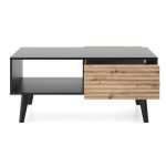 Saskatoon L104 – bench, black, oak artisan, width 104 cm, height 48 cm, depth 68 cm