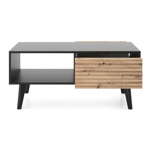 Saskatoon L104 – bench, black, oak artisan, width 104 cm, height 48 cm, depth 68 cm