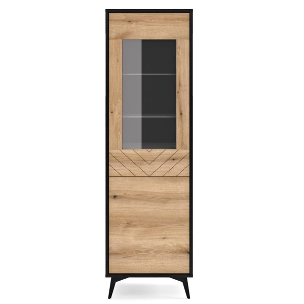 Jasper W54 glass-door cabinet – evoke oak glass-door cabinet, black, width 54 cm, height 178 cm, depth 39 cm - Image 6