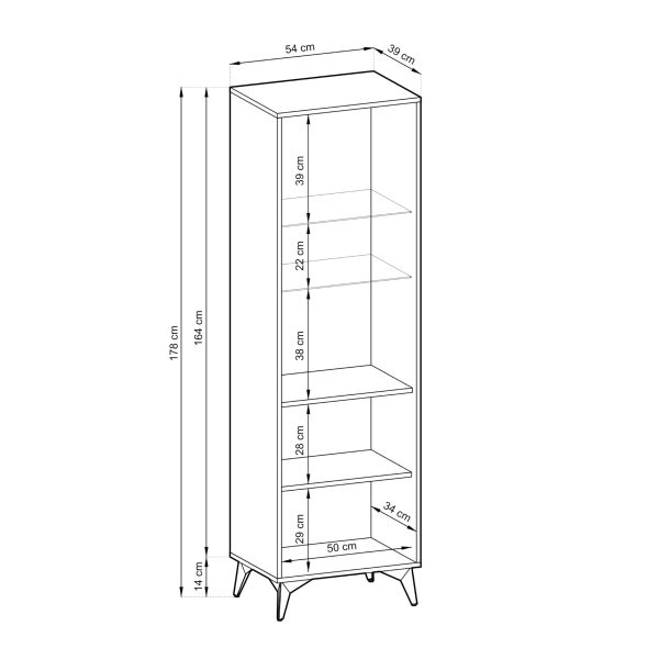 Jasper W54 glass-door cabinet – evoke oak glass-door cabinet, black, width 54 cm, height 178 cm, depth 39 cm - Image 12