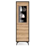 Jasper W54 glass-door cabinet – evoke oak glass-door cabinet, black, width 54 cm, height 178 cm, depth 39 cm