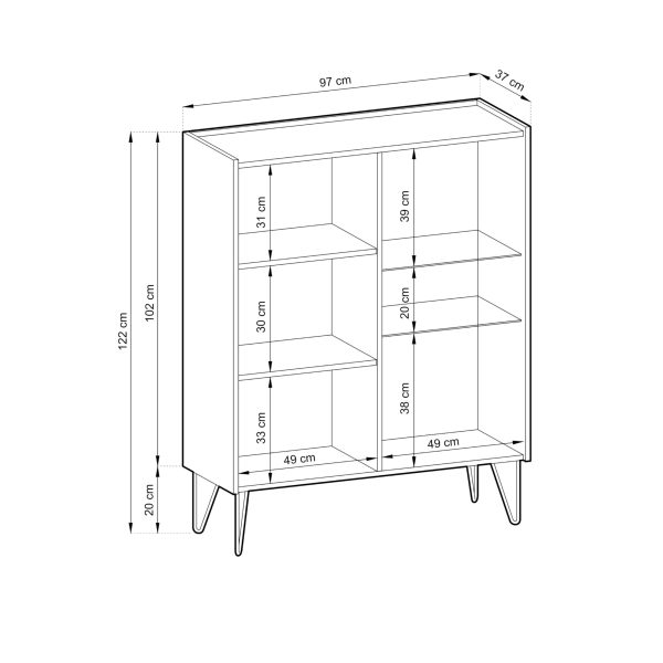 Canmore – WT97 glass-door cabinet, black graphite, marble black, width 97 cm, height 122 cm, depth 37 cm - Image 5