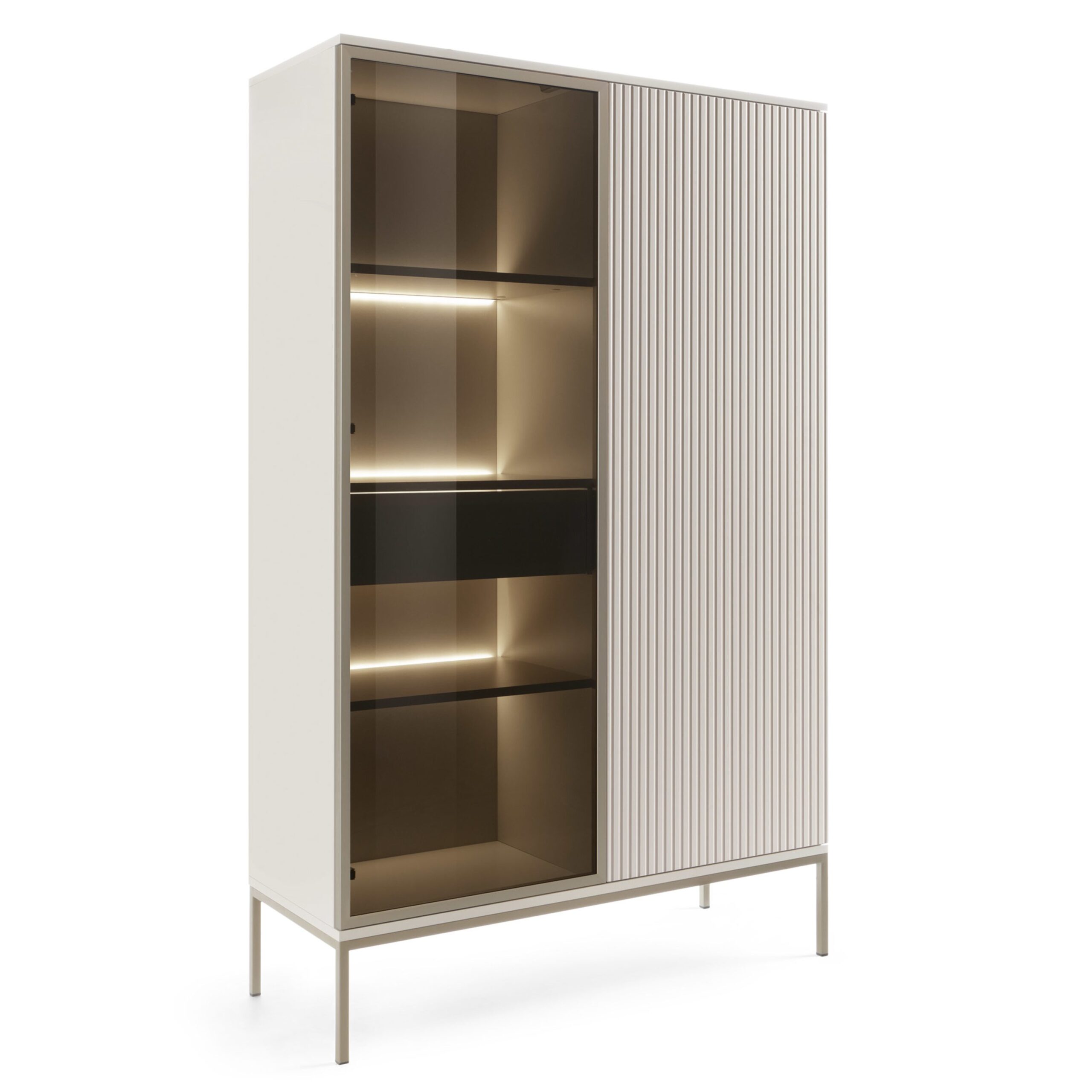 XMEBSKRWITPI00301203_01-1-scaled-1-1.jpg Laval WTSZ104 – display cabinet with LED lighting, cashmere, width 104 cm, height 166 cm, depth 39 cm - Image 1