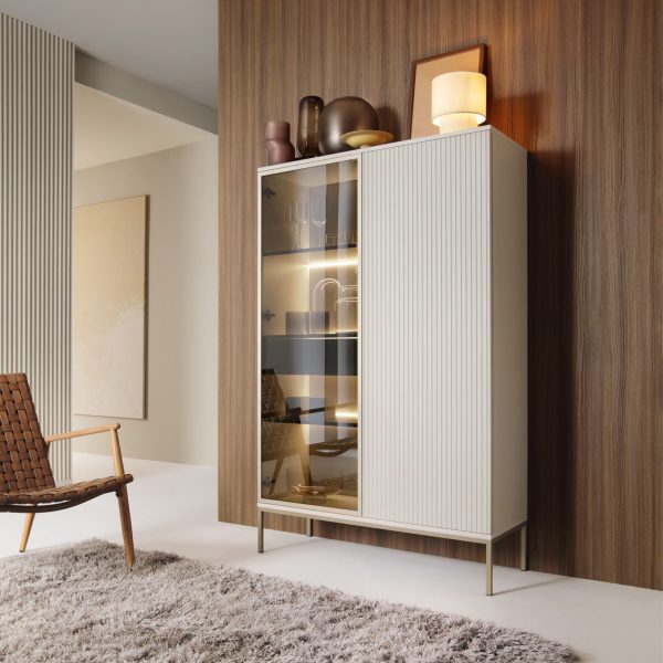 Laval WTSZ104 – display cabinet with LED lighting, cashmere, width 104 cm, height 166 cm, depth 39 cm - Image 3