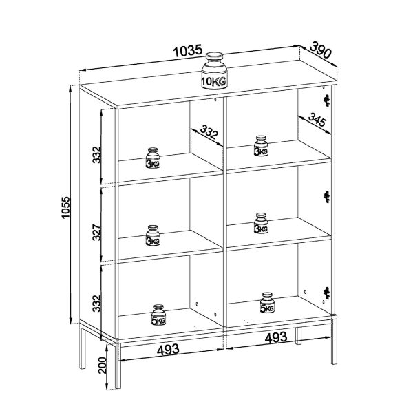 Laval WT104 – LED Lighting Cabinet, Wotan Oak, Black, Width 104 cm, Height 126 cm, Depth 39 cm - Image 5