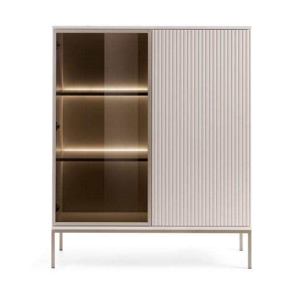 Laval WT104 – display cabinet with LED lighting, cashmere, width 104 cm, height 126 cm, depth 39 cm - Image 2