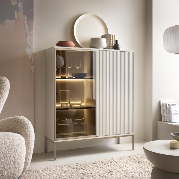 Laval WT104 – display cabinet with LED lighting, cashmere, width 104 cm, height 126 cm, depth 39 cm - Image 4