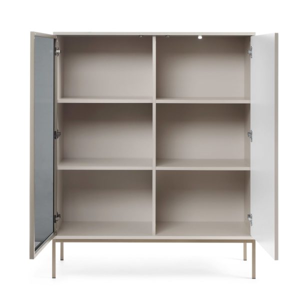 Laval WT104 – display cabinet with LED lighting, cashmere, width 104 cm, height 126 cm, depth 39 cm - Image 3