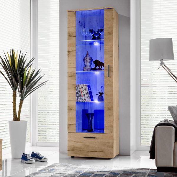 Standing display cabinet Alessandria, Wotan/Wotan LED lighting blue - Image 2