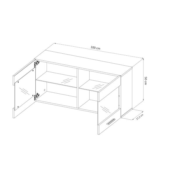 Savona Hanging Shelf Cabinet, Black/White RGB LED Lighting - Image 3