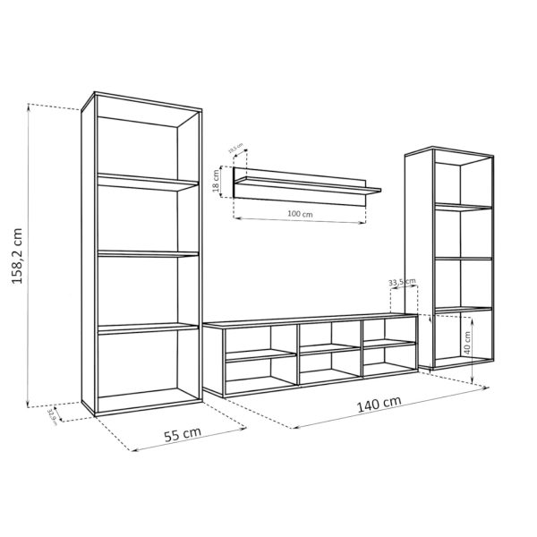 Taranto Grande TV Furniture Set, Black - Image 3