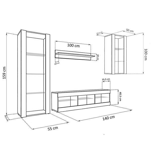 Tivoli Medio RTV Furniture Set, Wotan/Black RGB LED Lighting - Image 3
