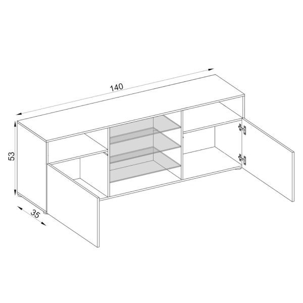 Urbino TV cabinet, white/black, blue LED lighting - Image 3