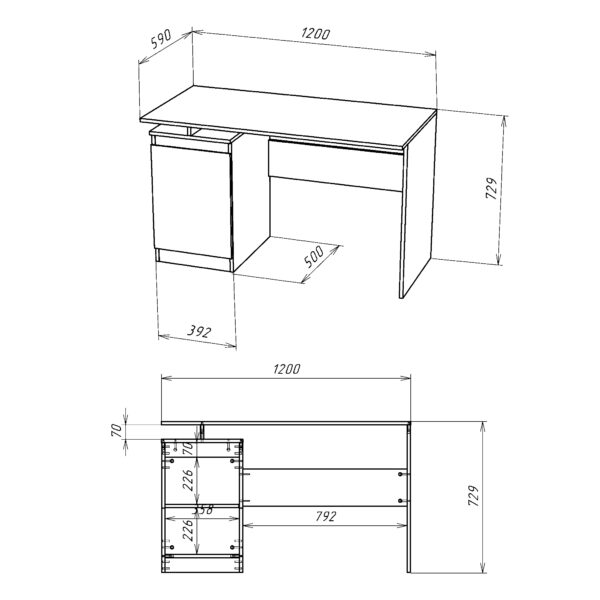 SOLA Desk,Lockable,White,120x73x59 cm - Image 3