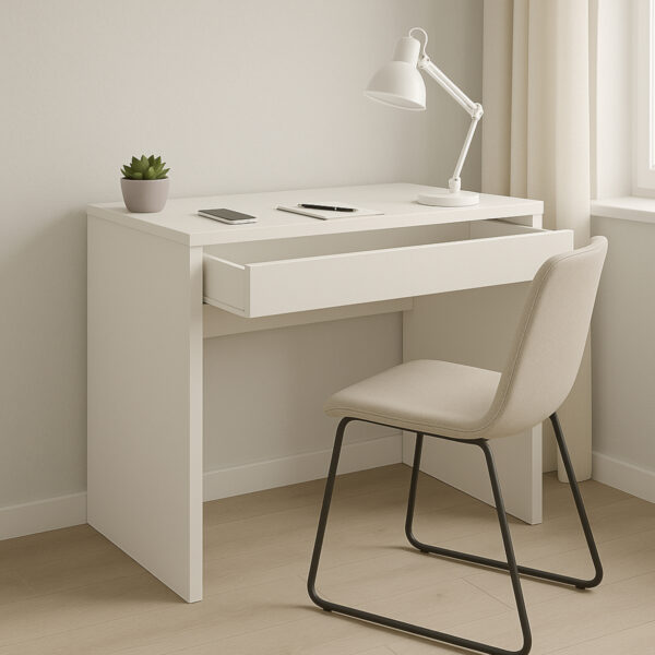 FORDE Desk,With Drawer,White,75x75x50 cm - Image 2